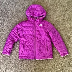 Girls reversible Mossbud swirl north face coat size 6T